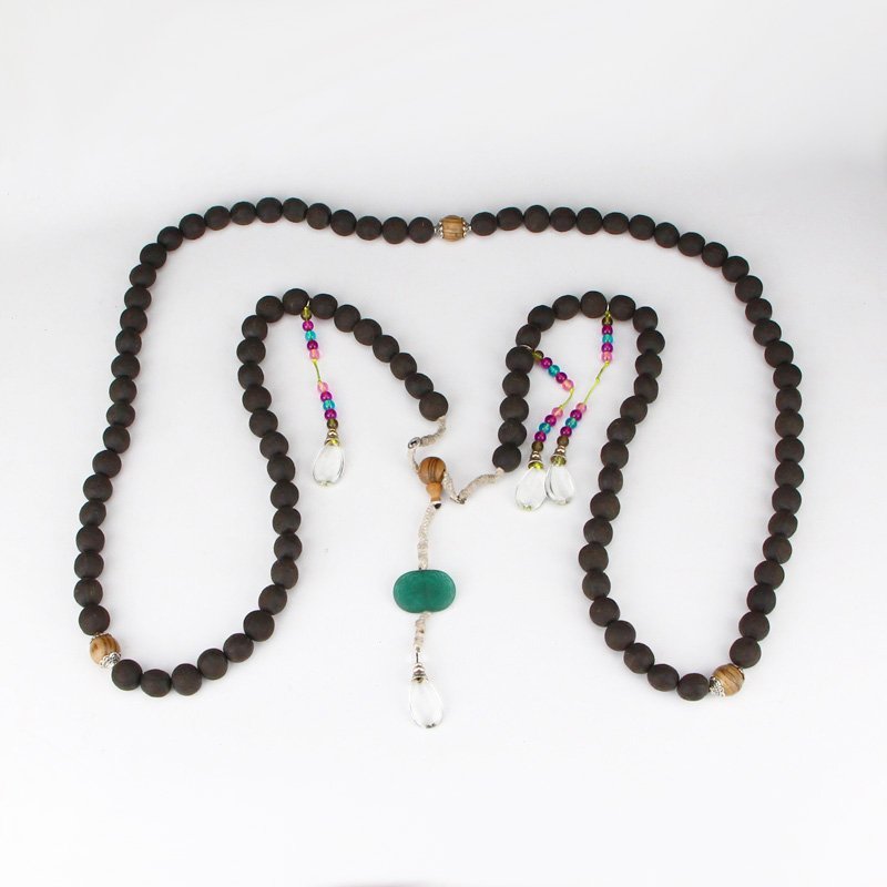 Qing Dy Chenxiang Wood & Crystal Court Beads Necklace (1 of 6)