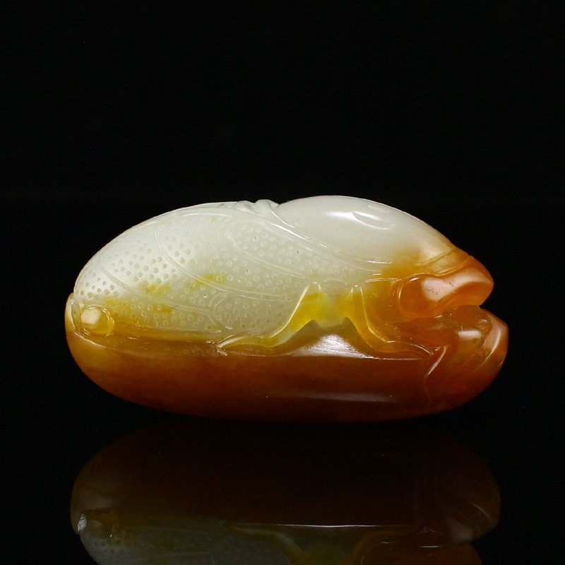 Natural Hetian Jade Cicada Pendant w Certificate (1 of 9)