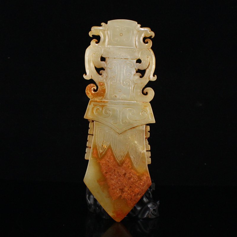 Vintage Chinese Hetian Jade Phoenix Dagger Statue (1 of 6)