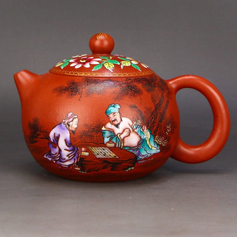 Superb Chinese Enamel Yixing Zisha Clay Teapot (1 of 10)