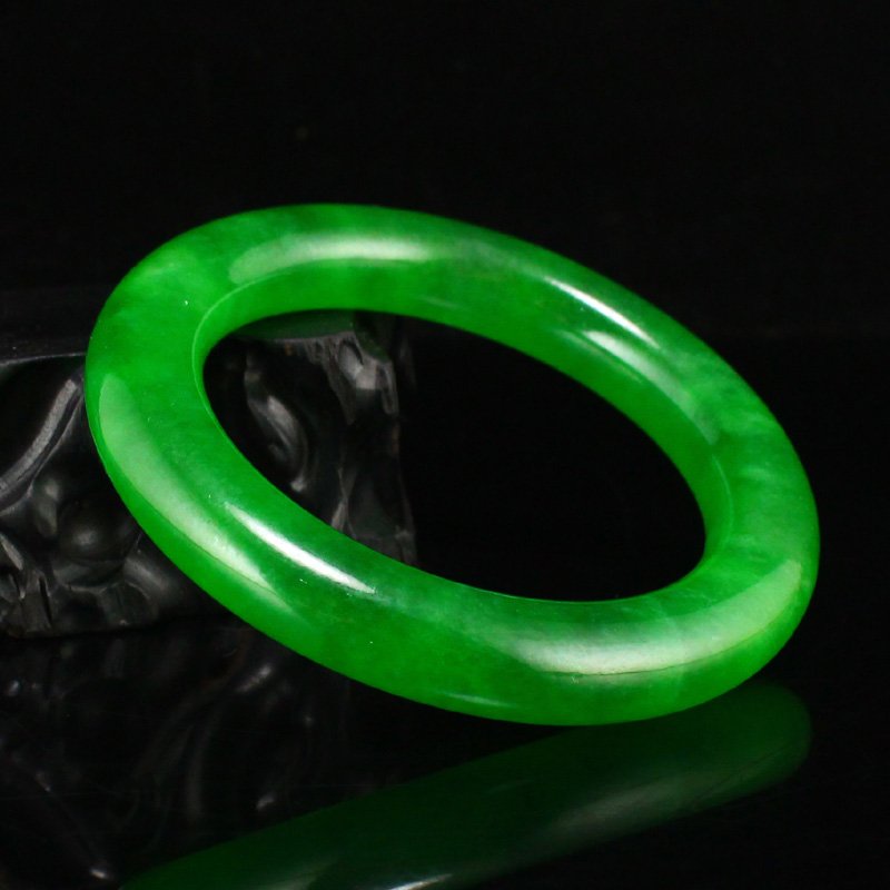 Inside Diameter 56 MM Beautiful Green Jadeite Bracelet (1 of 7)