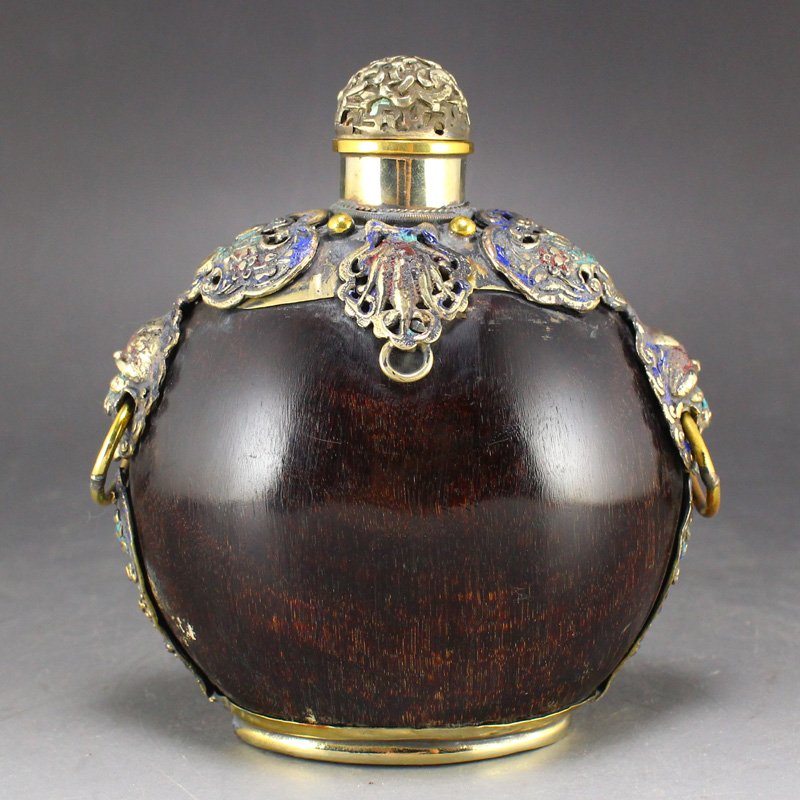 Vintage Chinese White Copper & Ox Horn Big Snuff Bottle (1 of 6)