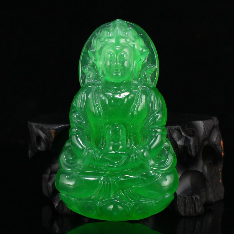 Natural Green Jadeite Kwan-yin Pendant (1 of 6)