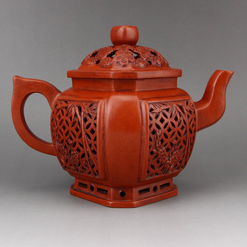 Openwork Vintage Yixing Zisha Clay Double Layer Teapot (1 of 10)