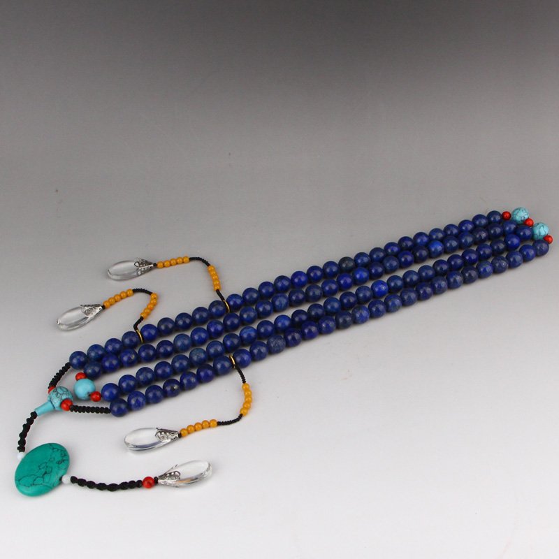 Lapis Lazuli , Turquoise Beads Court Officials Necklace (1 of 6)