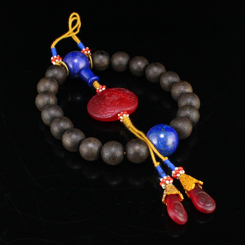 Chenxiang Wood & Lapis Lazuli Beads Prayer Bracelet (1 of 8)