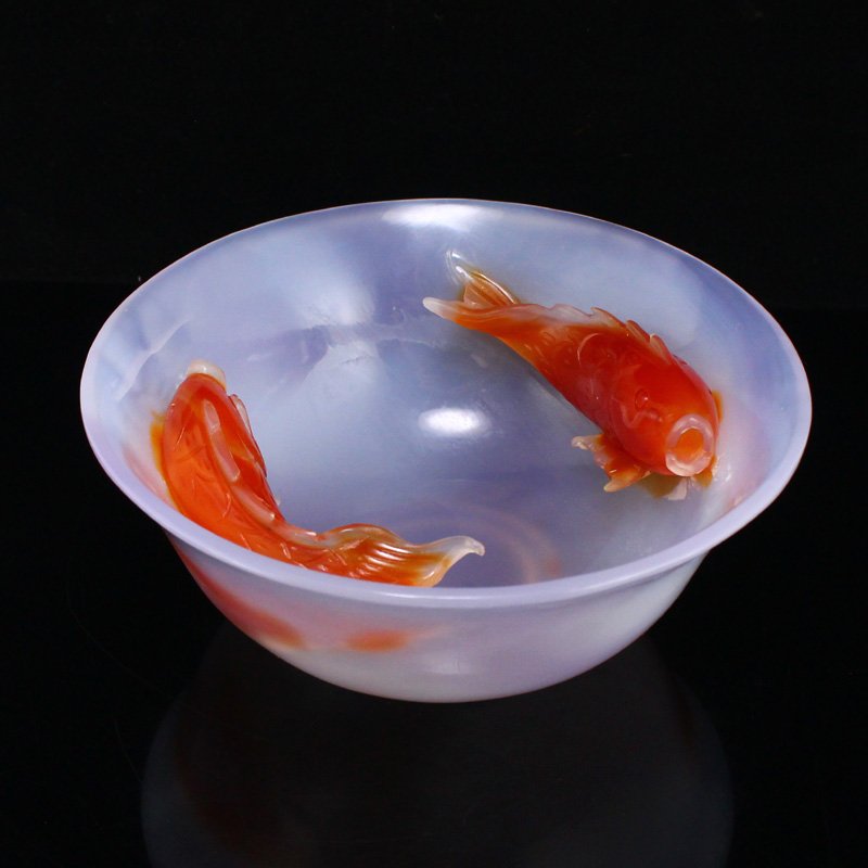 Chinese Natural Agate Double Fish Bowl (1 of 7)