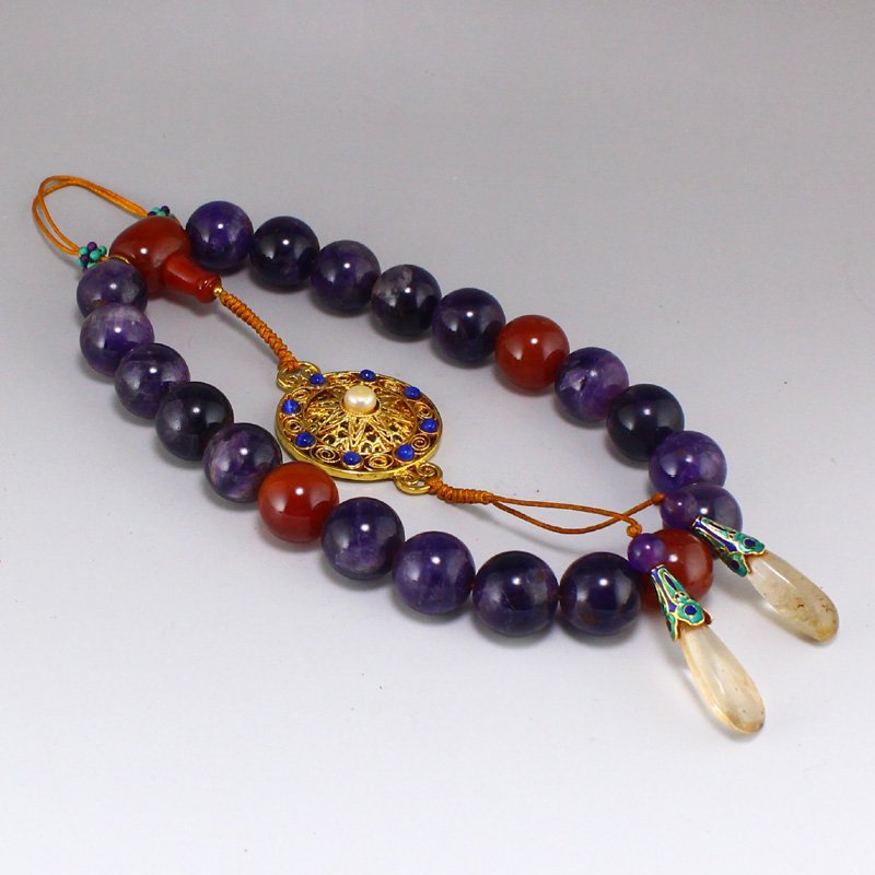 Qing Dynasty Amethyst & Red Agate Beads Prayer Bracelet (1 of 5)