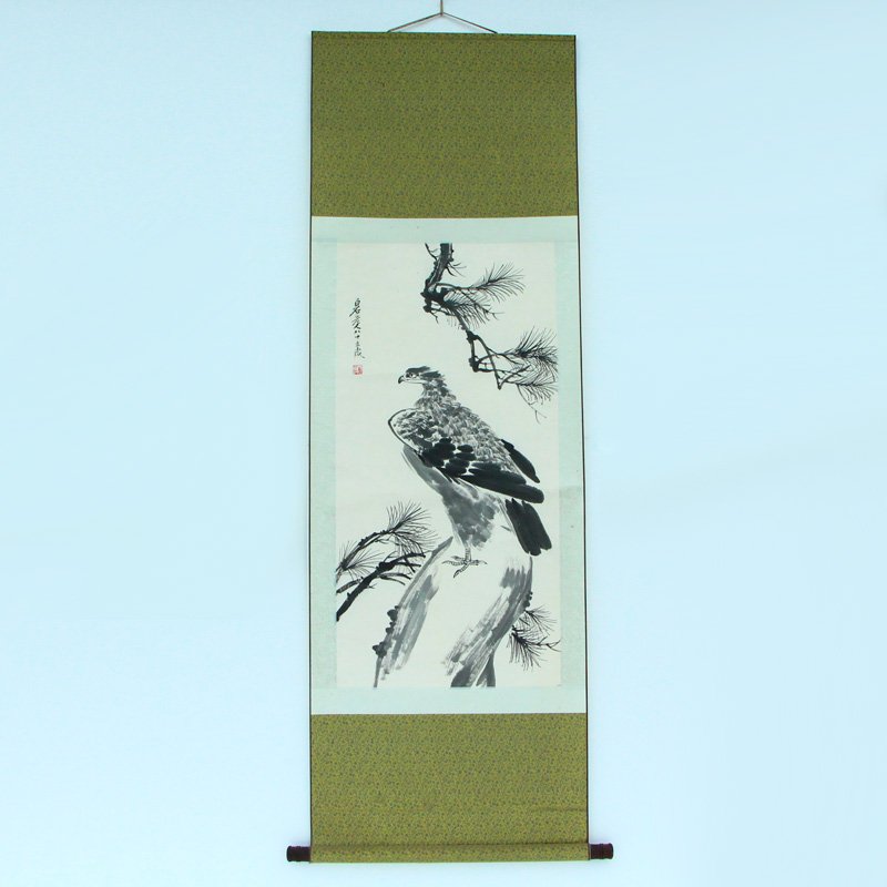 Chinese Ink on Xuan Paper Pine Tree Eagle Painting (1 of 8)