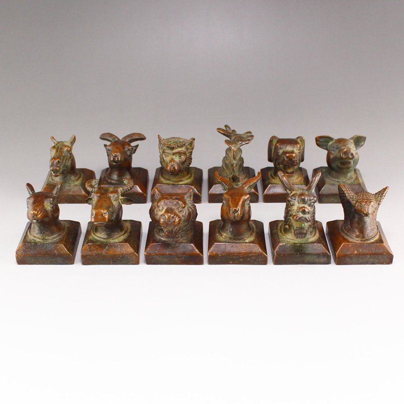 A Set Vintage Red Copper Chinese Zodiac Seals (1 of 12)