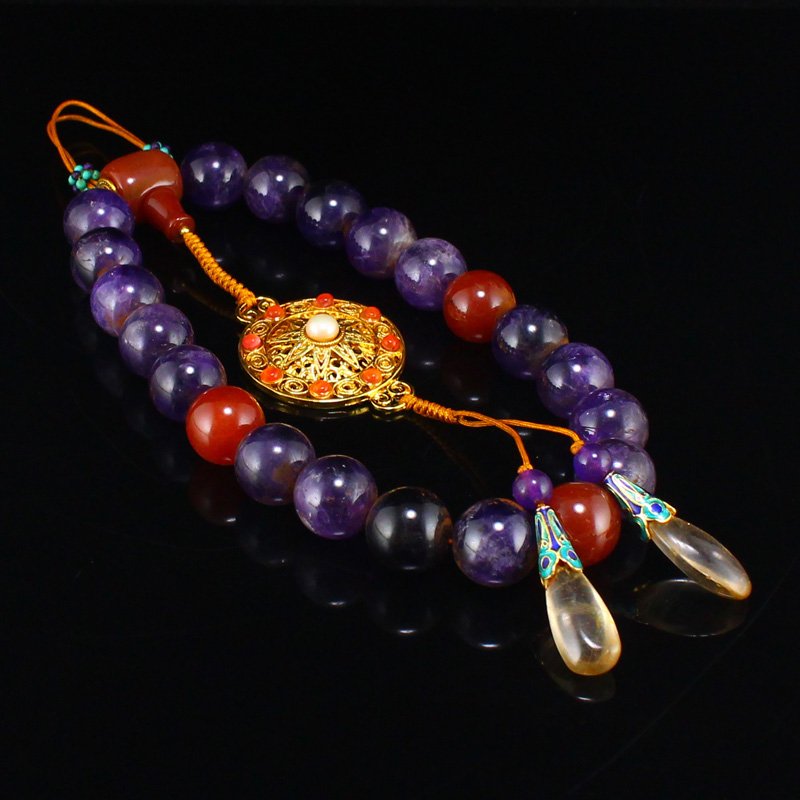 Qing Dynasty Amethyst & Red Agate Beads Prayer Bracelet (1 of 5)