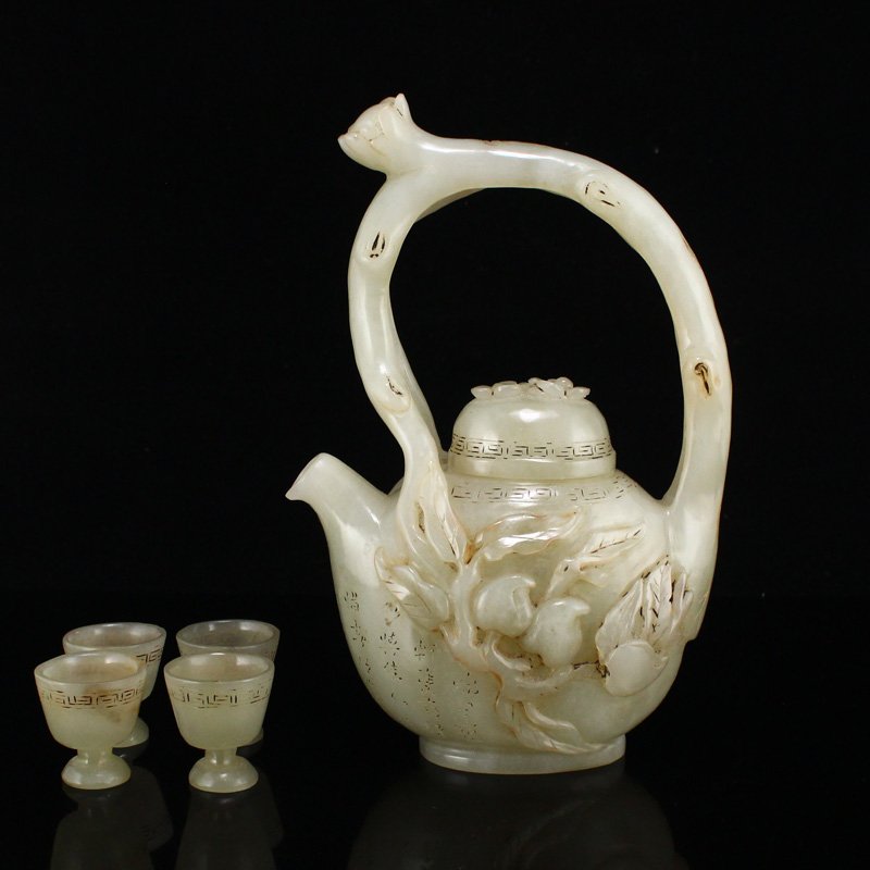 Hetian Jade Peaches & Poetic Prose Teapot & Cups (1 of 12)