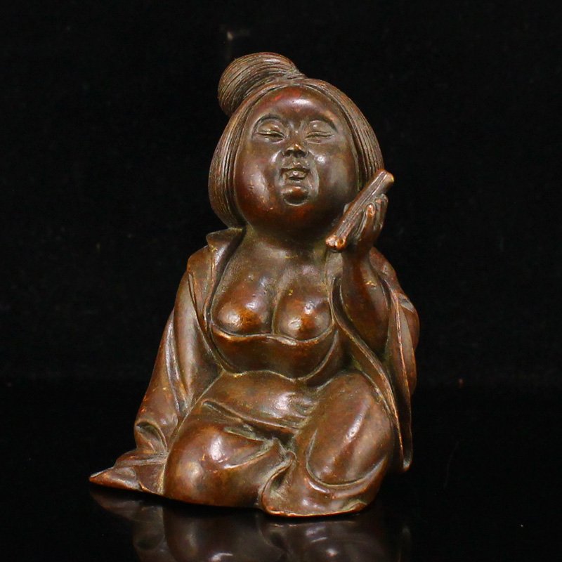 Vintage Chinese Red Copper Woman Statue (1 of 6)