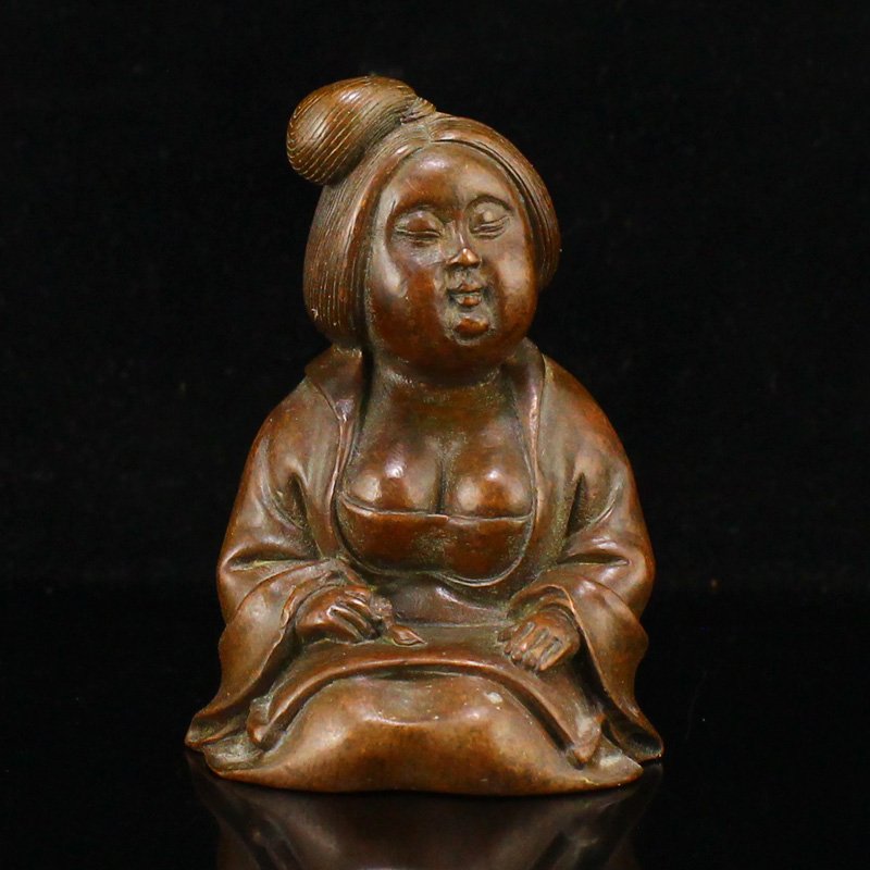 Vintage Chinese Red Copper Woman Statue (1 of 6)