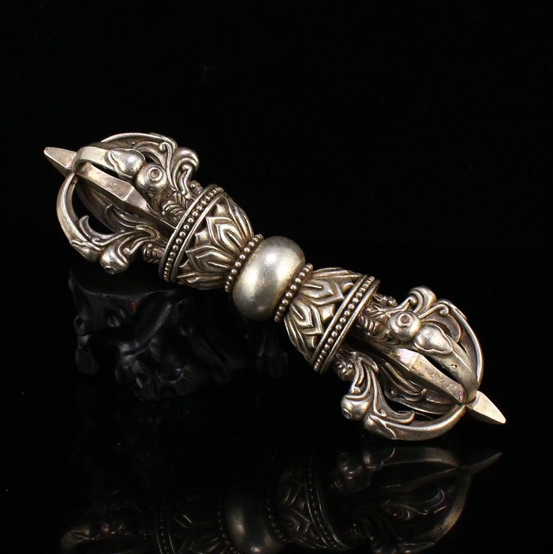 Vintage Tibetan Buddhism Silver Pestle XiangMo Statue (1 of 6)