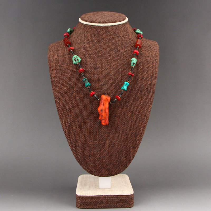 Beautiful Natural Turquoise & Red Coral Necklace (1 of 10)