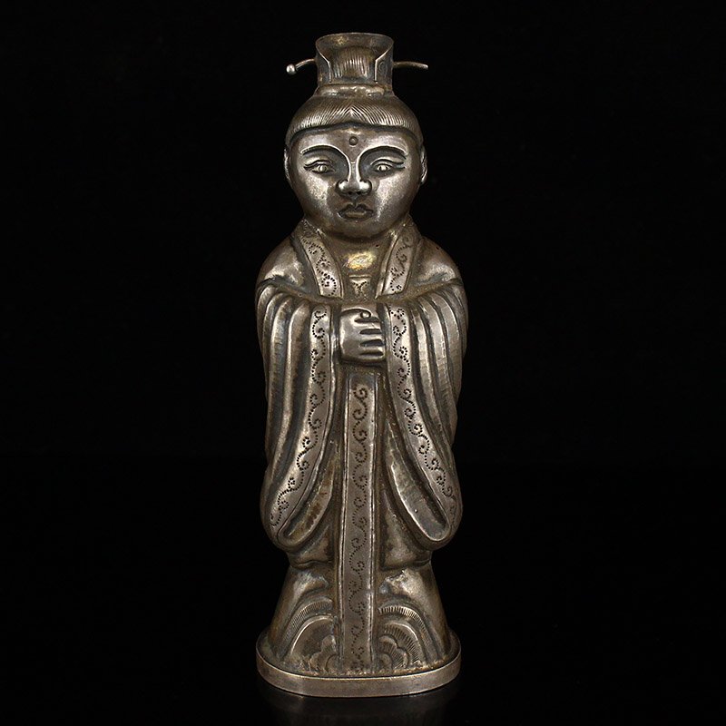 Vintage Chinese Pure Silver Figure Statue: Vintage Chinese Pure Silver Figure Statue Dimension: 110 x 37 x 31 (mm) 4.33 x 1.46 x 1.22 (inches) Weight 0.19 lbs/87 g