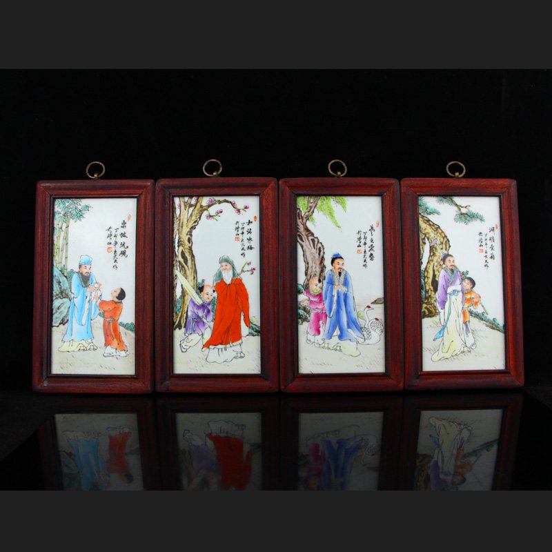 Set Chinese Famille Rose Porcelain Plaque Painting (1 of 12)