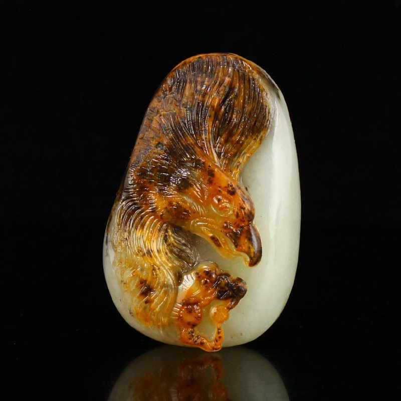 Natural Hetian Jade Eagle Pendant w Certificate (1 of 7)