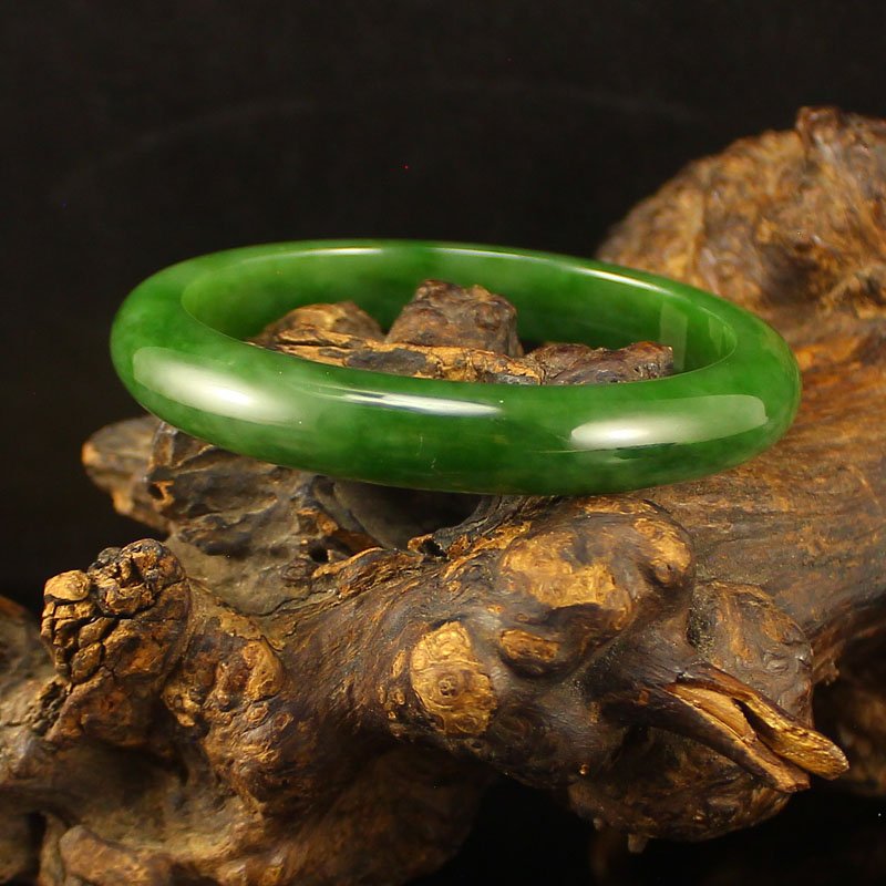 Inside Diameter 59 MM Green Hetian Jade Bracelet (1 of 7)