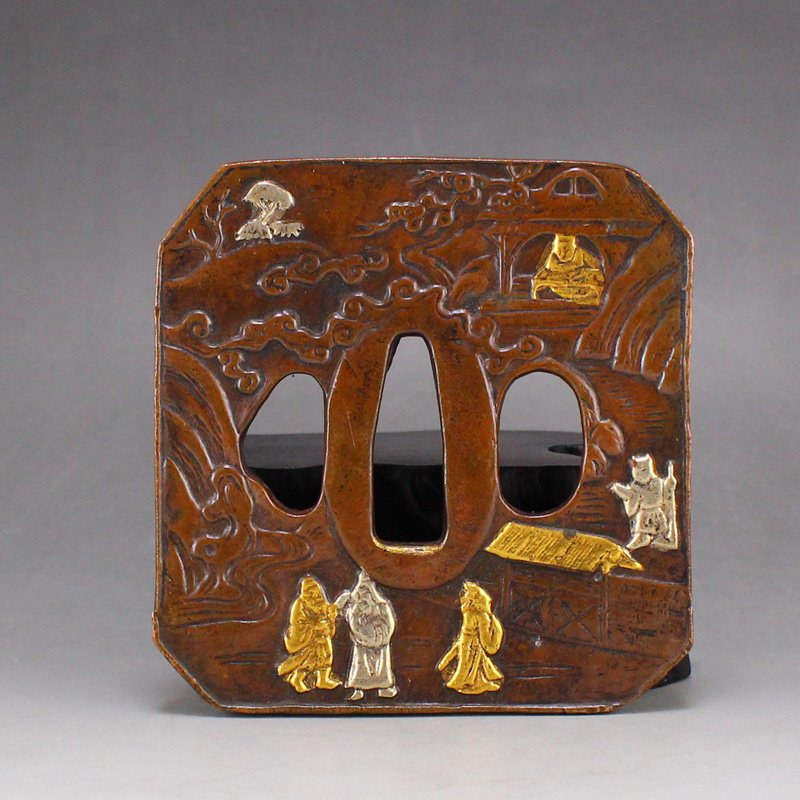 Japanese Gilt Gold Red Copper Sword Tsuba (1 of 6)