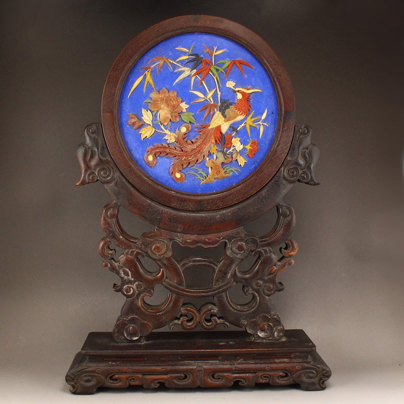 Zitan Wood Inlay Lapis Lazuli & Gems,Shells Screen (1 of 8)