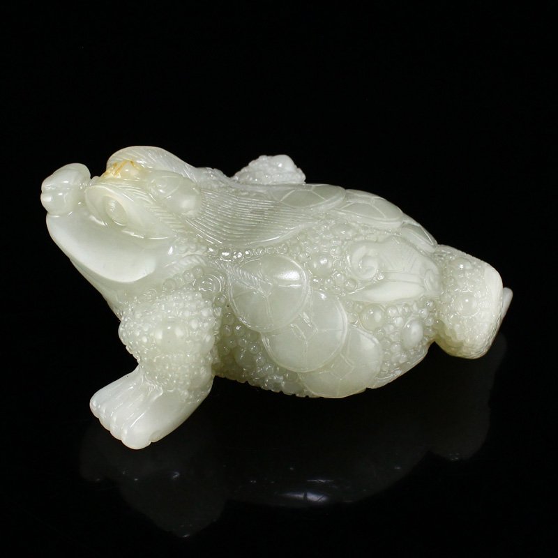 Vintage Chinese White Hetian Jade Fortune Toad Statue (1 of 7)