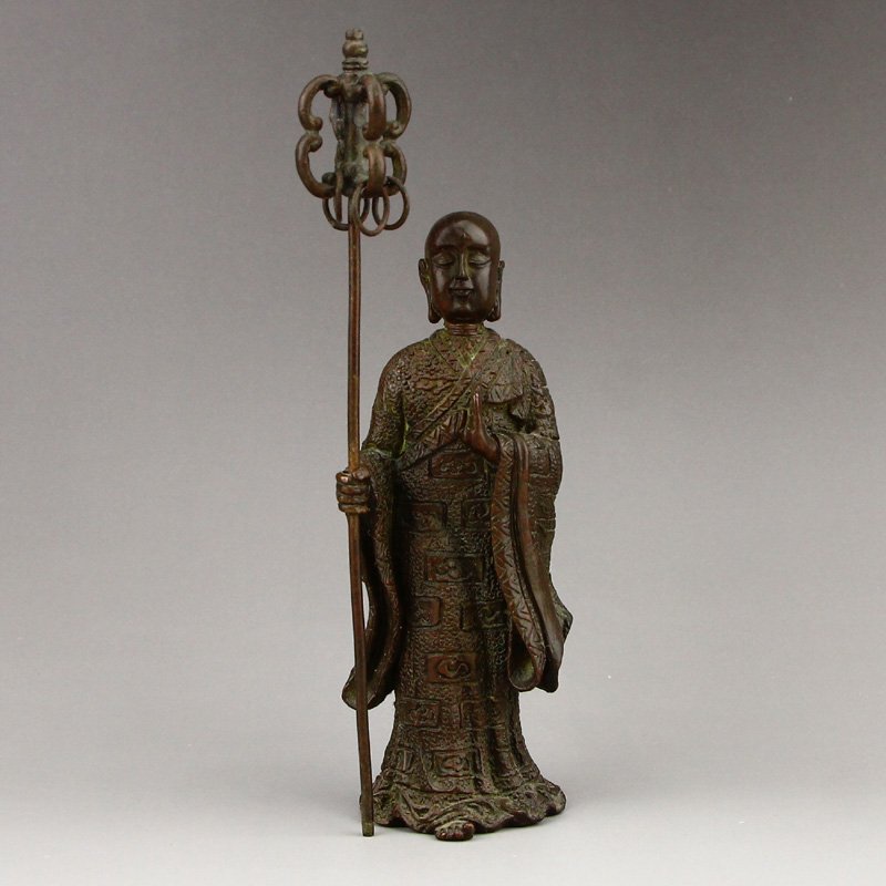 Chinese Red Copper Ksitigarbha Bodhisattva Statue (1 of 8)