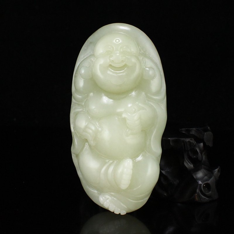 Chinese Hetian Jade laughing Buddha Pendant (1 of 7)