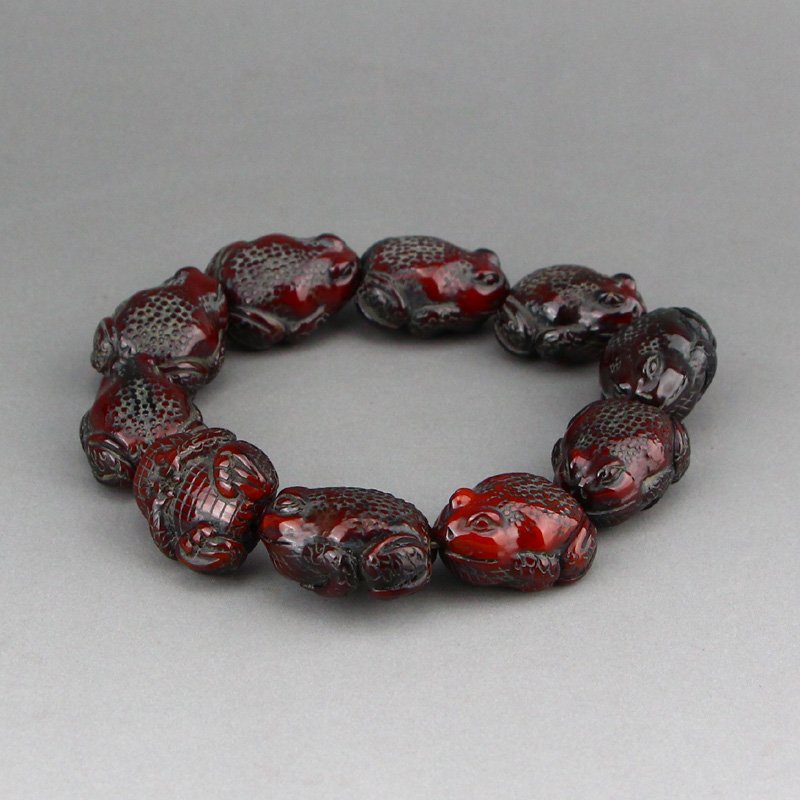 Vintage Chinese Ox Horn Fortune Toad Bracelet (1 of 6)