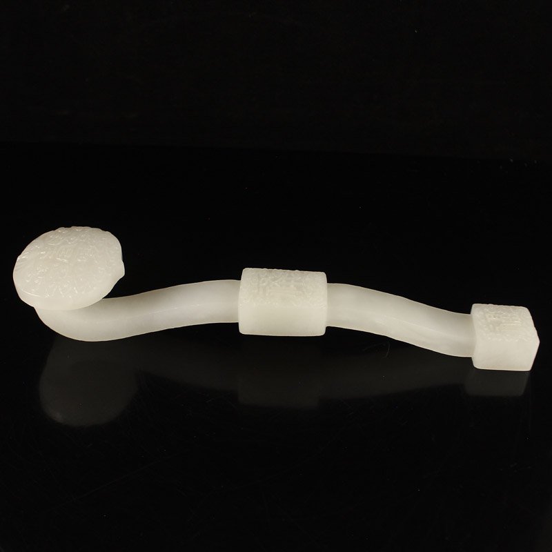 Chinese Hetian Jade Low Relief Ruyi Scepter Statue (1 of 6)