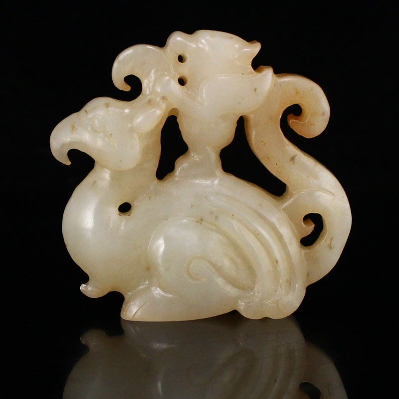 Vintage Chinese Hetian Jade Phoenix Pendant (1 of 6)