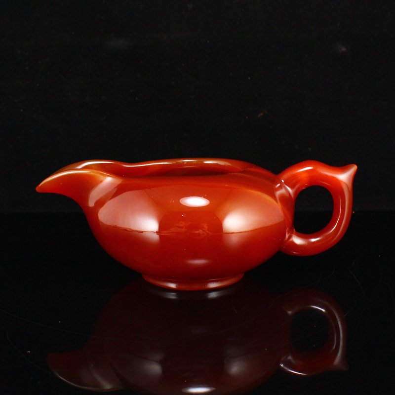 Chinese Natural Red Agate Teapot w Certificate (1 of 8)