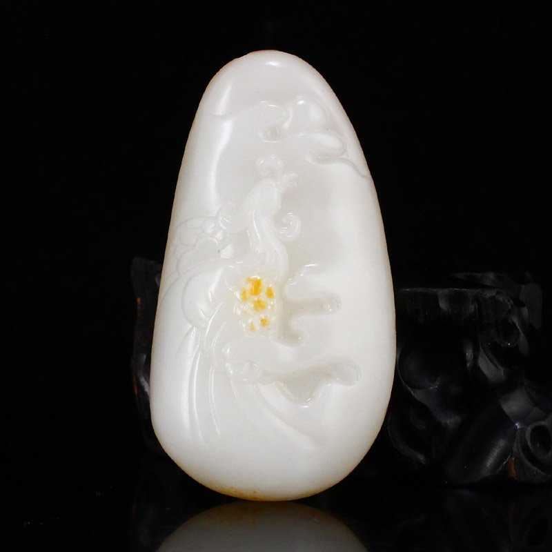 Chinese Natural Hetian Jade Phoenix Pendant (1 of 7)