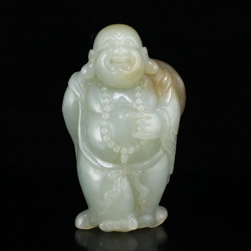 Chinese Natural Hetian Jade Laughing Buddha Pendant (1 of 8)