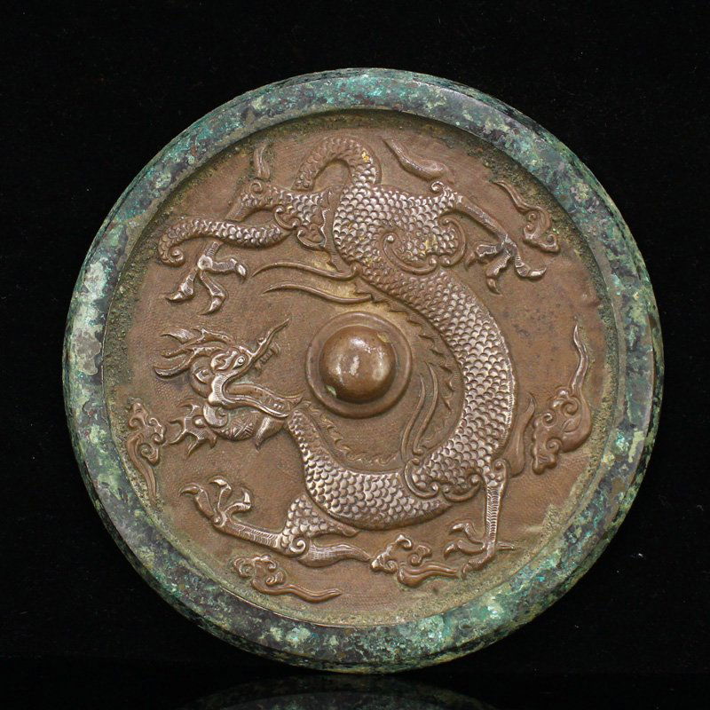 Vintage Bronze Plated Silver Lucky Dragon Mirror (1 of 6)
