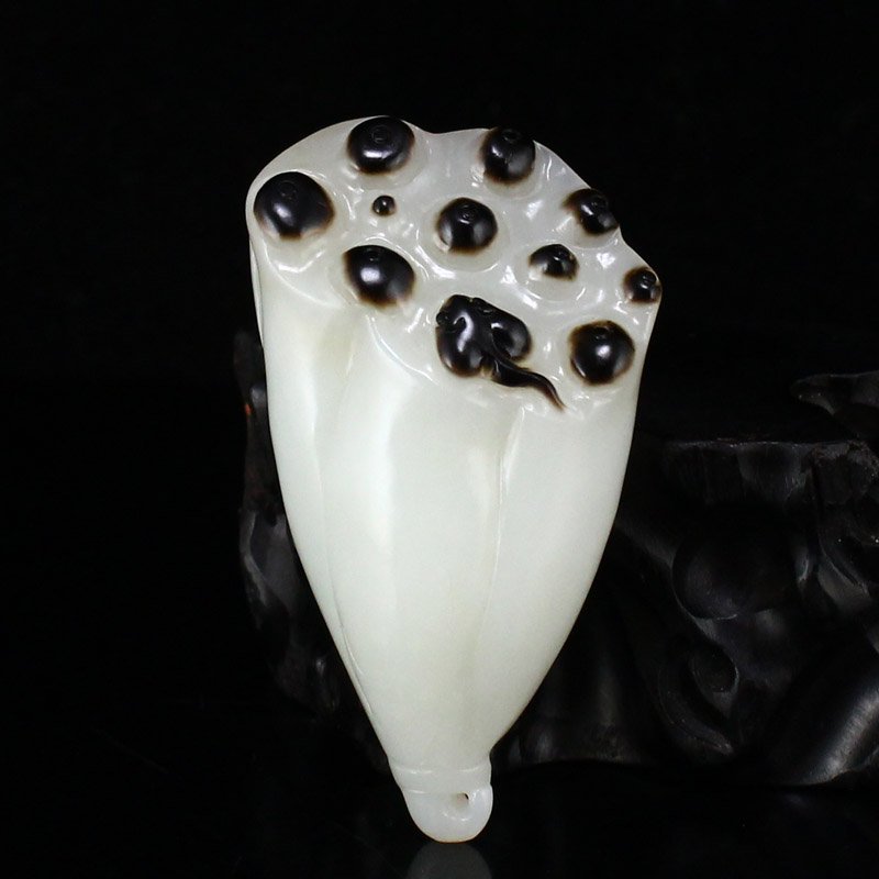 Chinese Natural Hetian Jade Lotus Pod Pendant (1 of 7)