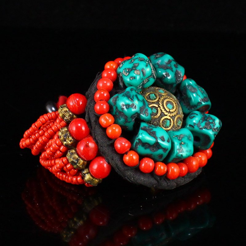 Beautiful Red Coral Beads & Turquoise Bracelet (1 of 7)
