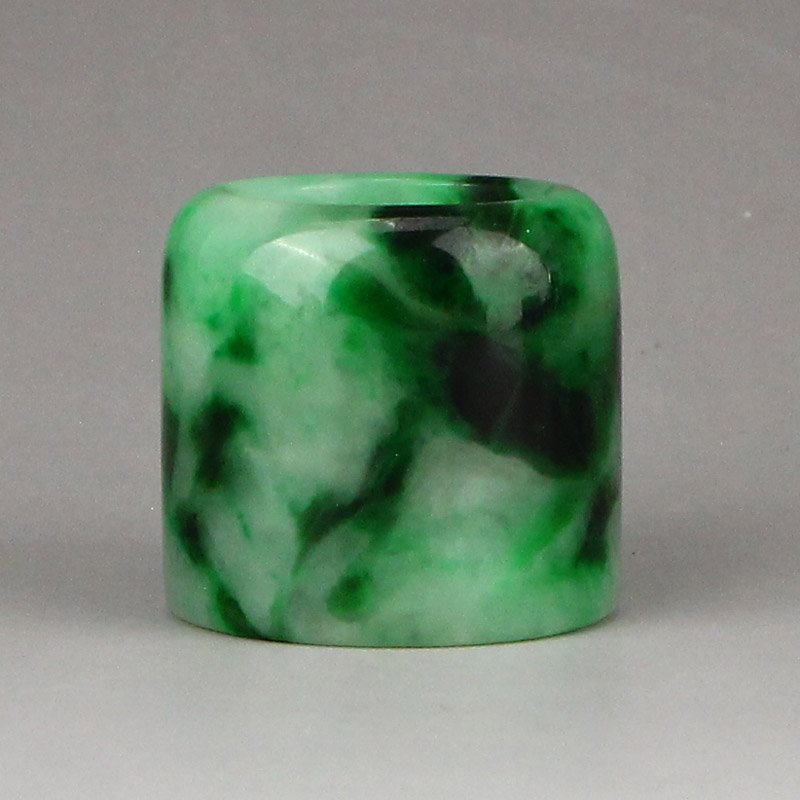 Natural Jadeite Thumb Ring w Zitan wood Inlay Shell Box (1 of 10)