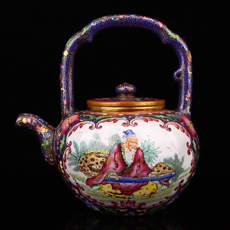 Qing Dy Gilt Gold Famille Rose Zisha Clay Handle Teapot (1 of 12)