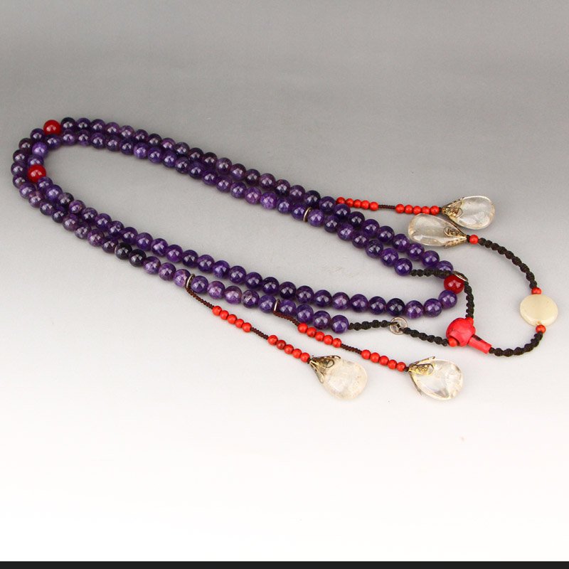 Chinese Qing Dy Amethyst Beads Court Officials Necklace (1 of 9)