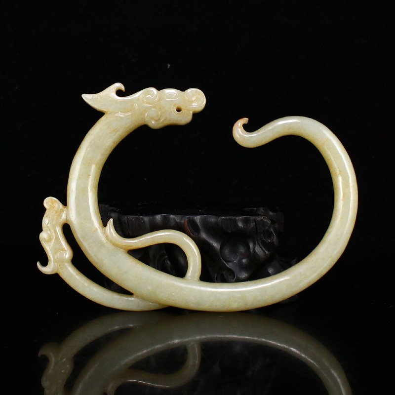 Vintage Chinese Hetian Jade Double Dragon Pendant (1 of 8)