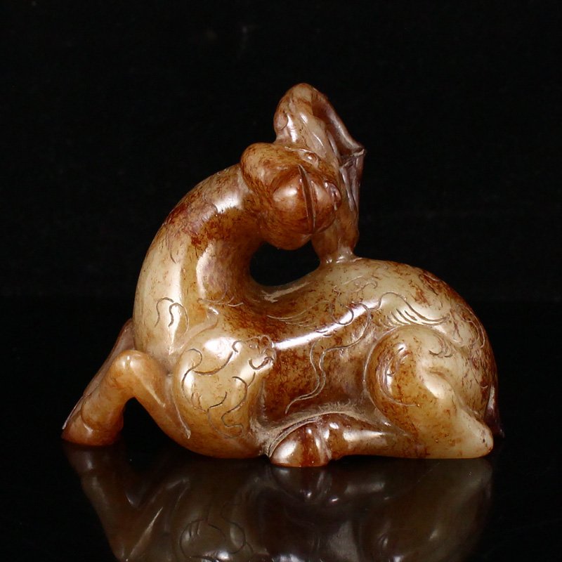 Vintage Chinese Hetian Jade Fortune Deer Statue (1 of 8)
