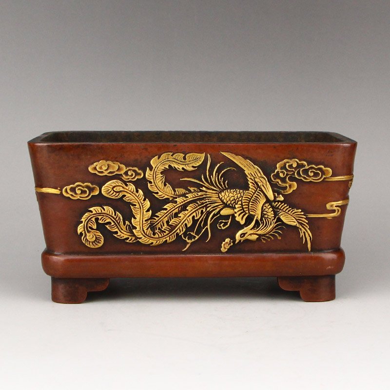 Chinese Ming Dy Gilt Gold Red Copper Phoenix Burner (1 of 7)