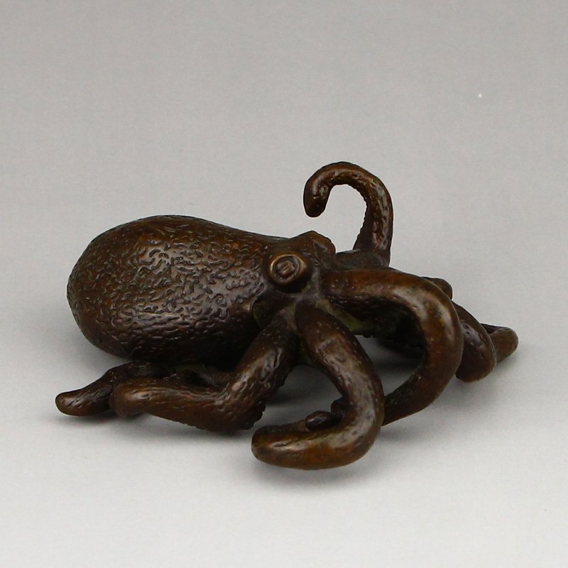 Vivid Chinese Red Copper Octopus Statue (1 of 6)