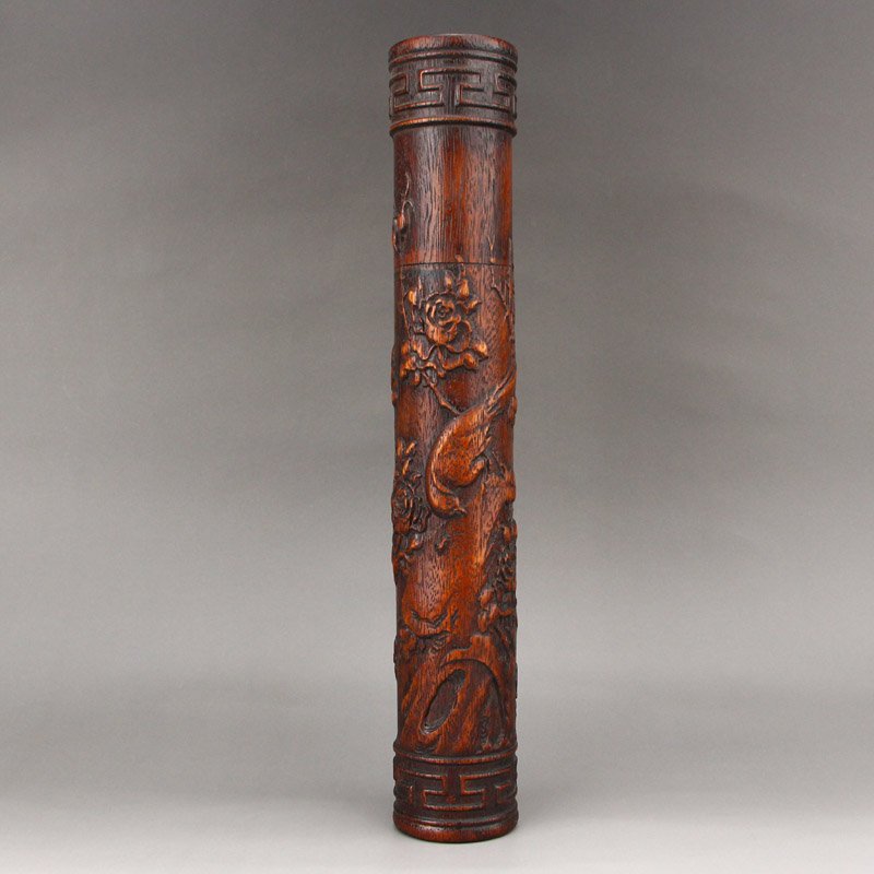 Vintage Chinese Zitan Wood Flower Bird Painting Box (1 of 7)