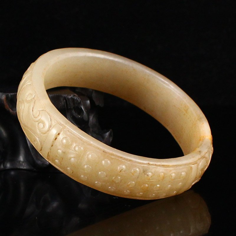 Inside Diameter 59 MM Vintage Hetian Jade Bracelet (1 of 6)