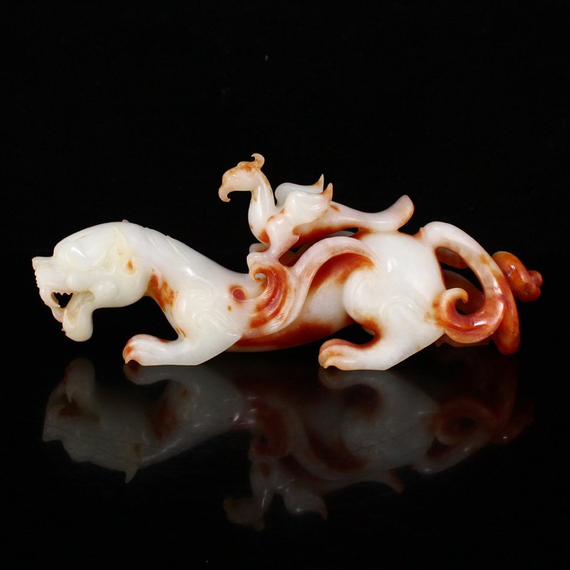 Superb Chinese Qing Dy Hetian Jade Beast Bird Statue (1 of 8)