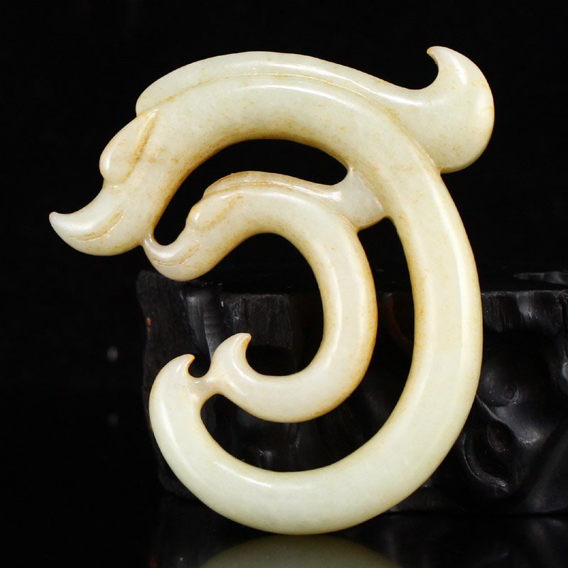 Vintage Chinese Hetian Jade Double Dragon Pendant (1 of 6)