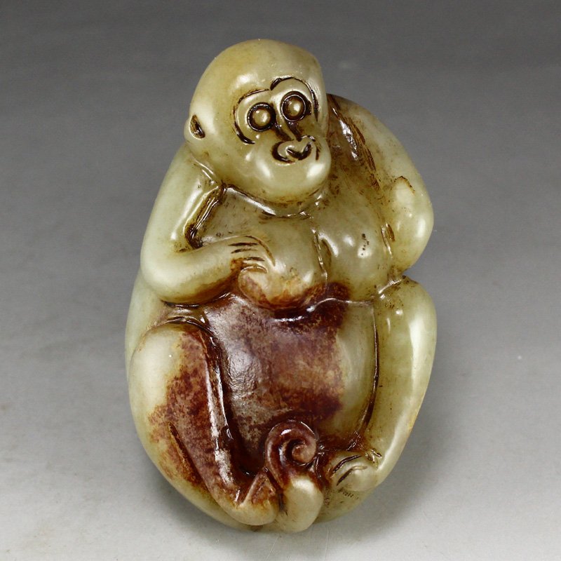 Vintage Chinese Hetian Jade Fortune Monkey Statue (1 of 7)